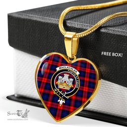 Scottish MacLachlan Clan Tartan Heart Necklace - Crest Classic  Scottish Plaid Tartan Plaid