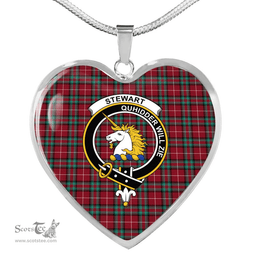 Scottish Stewart (Stuart) of Bute Clan Tartan Heart Necklace - Crest Classic  Scottish Plaid Tartan Plaid