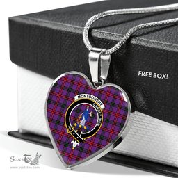 Scottish Montgomery Clan Tartan Heart Necklace - Crest Classic  Scottish Plaid Tartan Plaid