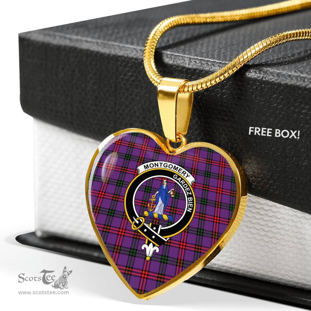 Scottish Montgomery Clan Tartan Heart Necklace - Crest Classic  Scottish Plaid Tartan Plaid