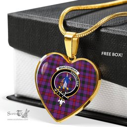 Scottish Montgomery Clan Tartan Heart Necklace - Crest Classic  Scottish Plaid Tartan Plaid