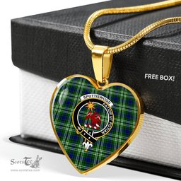 Scottish Spottiswood (Tweedside) Clan Tartan Heart Necklace - Crest Classic  Scottish Plaid Tartan Plaid