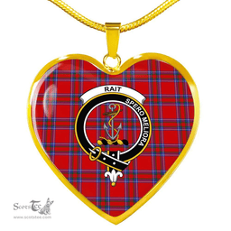Scottish Rait Inverness Clan Tartan Heart Necklace - Crest Classic  Scottish Plaid Tartan Plaid