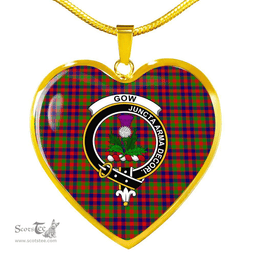 Scottish Gow (of Skeoch) Clan Tartan Heart Necklace - Crest Classic  Scottish Plaid Tartan Plaid