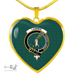Scottish Lammie Clan Tartan Heart Necklace - Crest Classic  Scottish Plaid Tartan Plaid