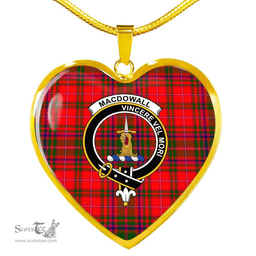 Scottish MacDowall (of Garthland) Clan Tartan Heart Necklace - Crest Classic  Scottish Plaid Tartan Plaid