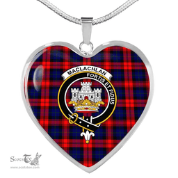 Scottish MacLachlan Clan Tartan Heart Necklace - Crest Classic  Scottish Plaid Tartan Plaid
