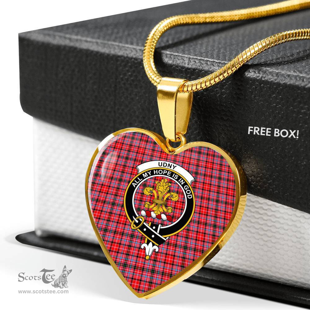Scottish Udny Clan Tartan Heart Necklace - Crest Classic  Scottish Plaid Tartan Plaid