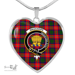 Scottish Wauchope Clan Tartan Heart Necklace - Crest Classic  Scottish Plaid Tartan Plaid
