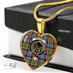 Scottish Stirling Clan Tartan Heart Necklace - Crest Classic  Scottish Plaid Tartan Plaid