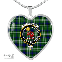Scottish Spottiswood (Tweedside) Clan Tartan Heart Necklace - Crest Classic  Scottish Plaid Tartan Plaid