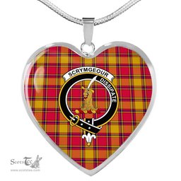 Scottish Scrymgeour Clan Tartan Heart Necklace - Crest Classic  Scottish Plaid Tartan Plaid