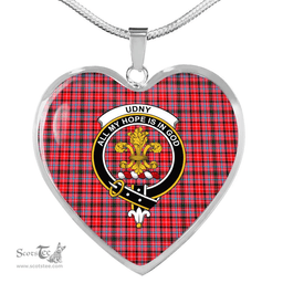 Scottish Udny Clan Tartan Heart Necklace - Crest Classic  Scottish Plaid Tartan Plaid