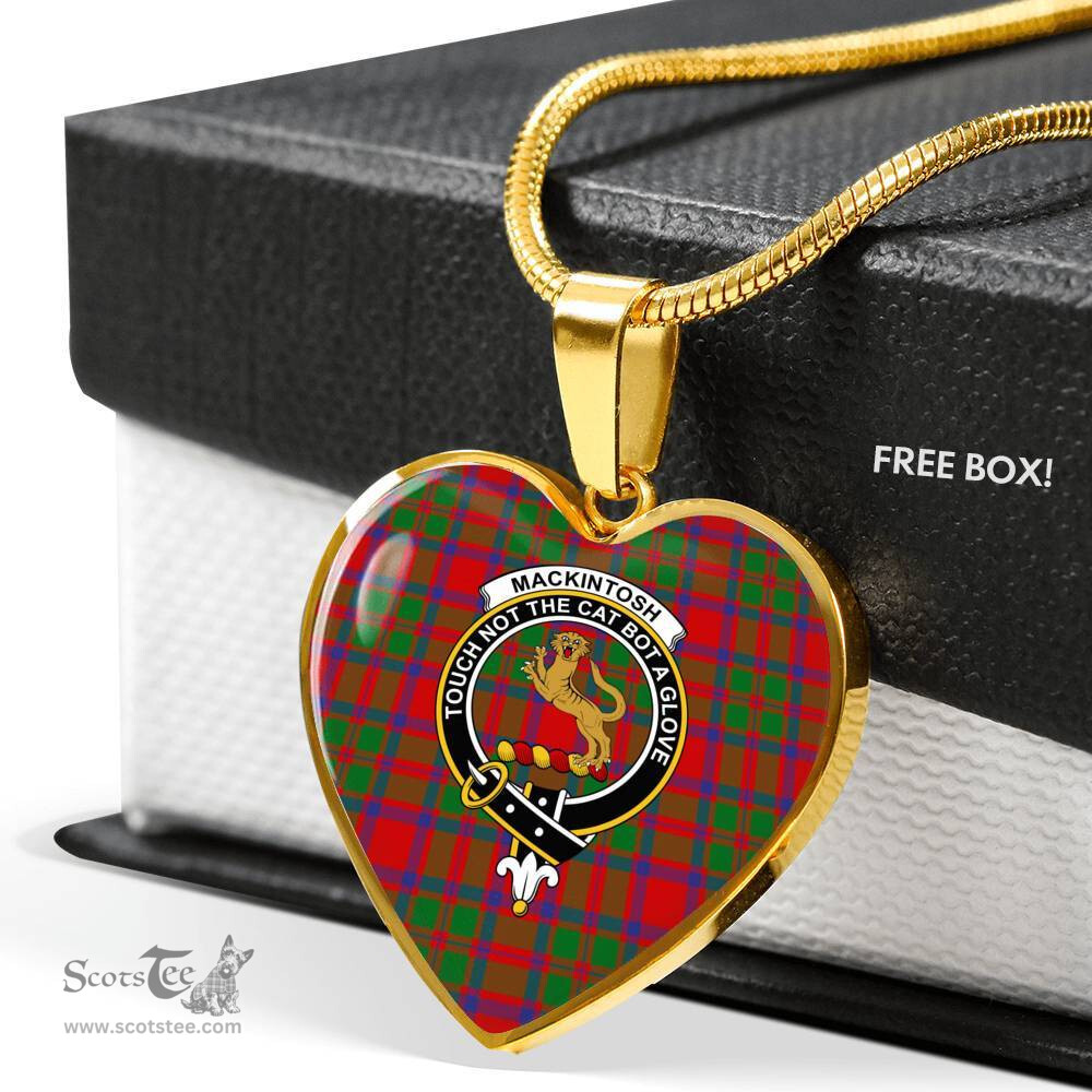 Scottish MacKintosh Clan Tartan Heart Necklace - Crest Classic  Scottish Plaid Tartan Plaid