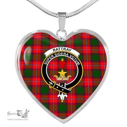Scottish Rattray Clan Tartan Heart Necklace - Crest Classic  Scottish Plaid Tartan Plaid
