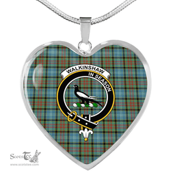 Scottish Walkinshaw Clan Tartan Heart Necklace - Crest Classic  Scottish Plaid Tartan Plaid