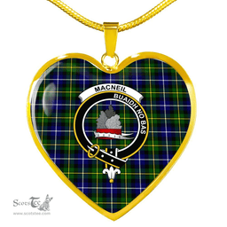 Scottish MacNeil (of Barra) Clan Tartan Heart Necklace - Crest Classic  Scottish Plaid Tartan Plaid