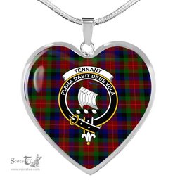 Scottish Tennant Clan Tartan Heart Necklace - Crest Classic  Scottish Plaid Tartan Plaid