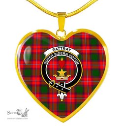 Scottish Rattray Clan Tartan Heart Necklace - Crest Classic  Scottish Plaid Tartan Plaid