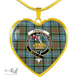 Scottish Paisley Clan Tartan Heart Necklace - Crest Classic  Scottish Plaid Tartan Plaid