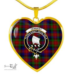 Scottish Tennant Clan Tartan Heart Necklace - Crest Classic  Scottish Plaid Tartan Plaid