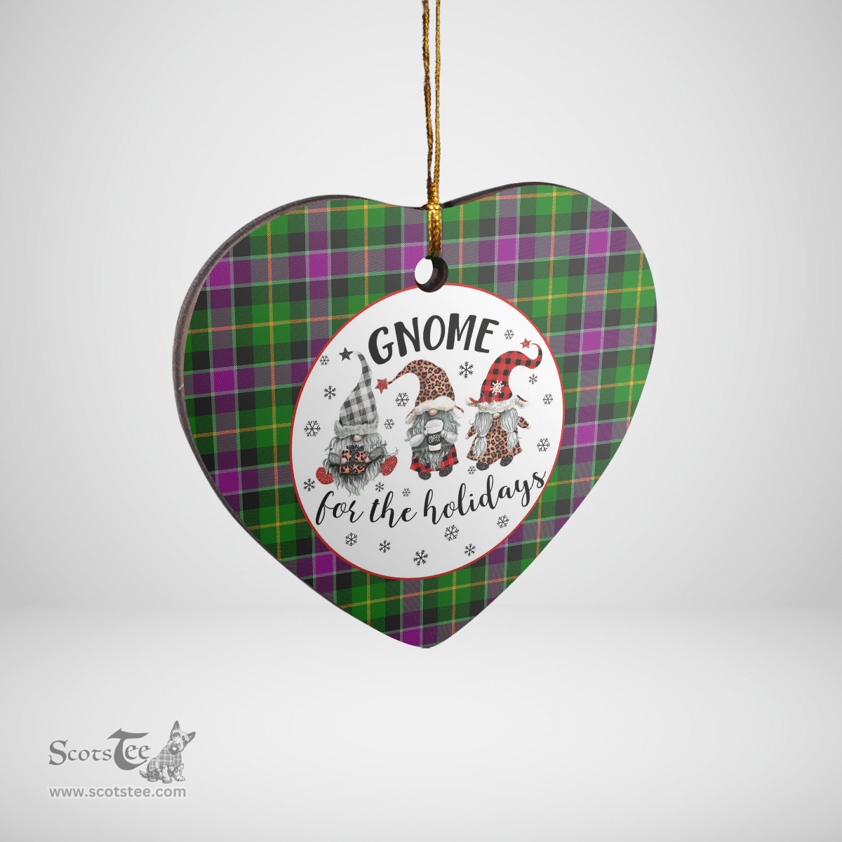 Scottish Selkirk Clan Tartan Ceramic Ornament - Gnome Heart Style Scottish Plaid Tartan Plaid