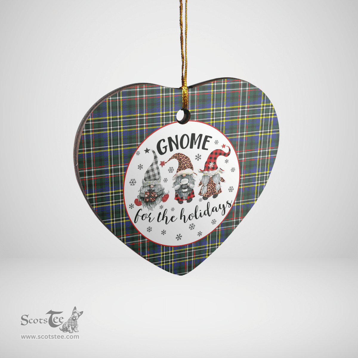 Scottish Scott Green Modern Clan Tartan Ceramic Ornament - Gnome Heart Style Scottish Plaid Tartan Plaid