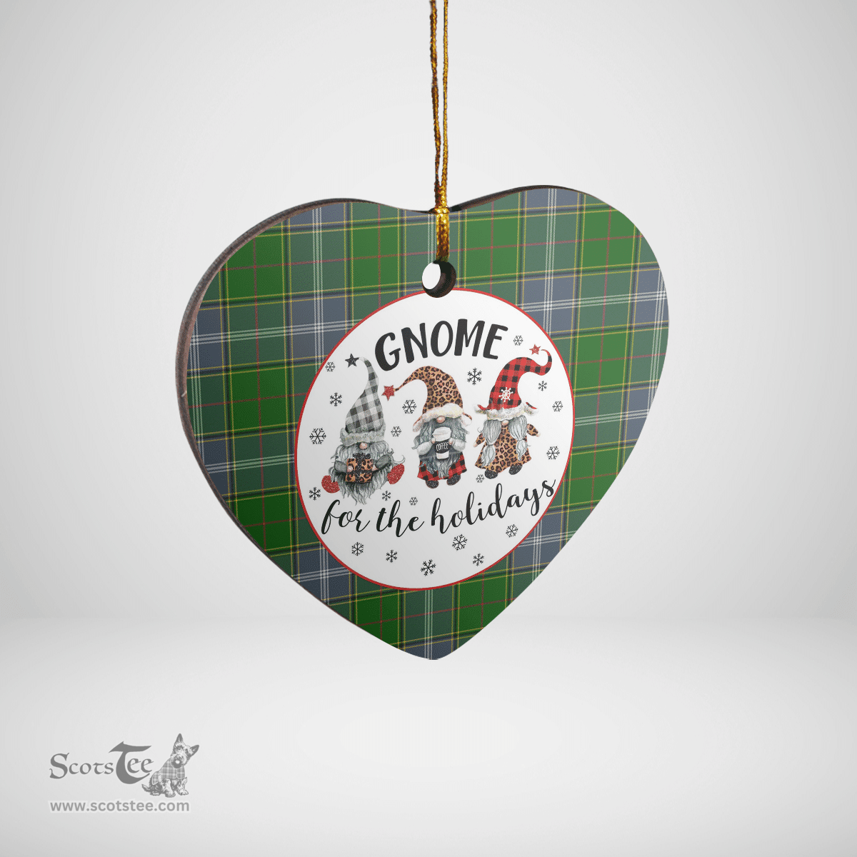 Scottish Pringle Clan Tartan Ceramic Ornament - Gnome Heart Style Scottish Plaid Tartan Plaid