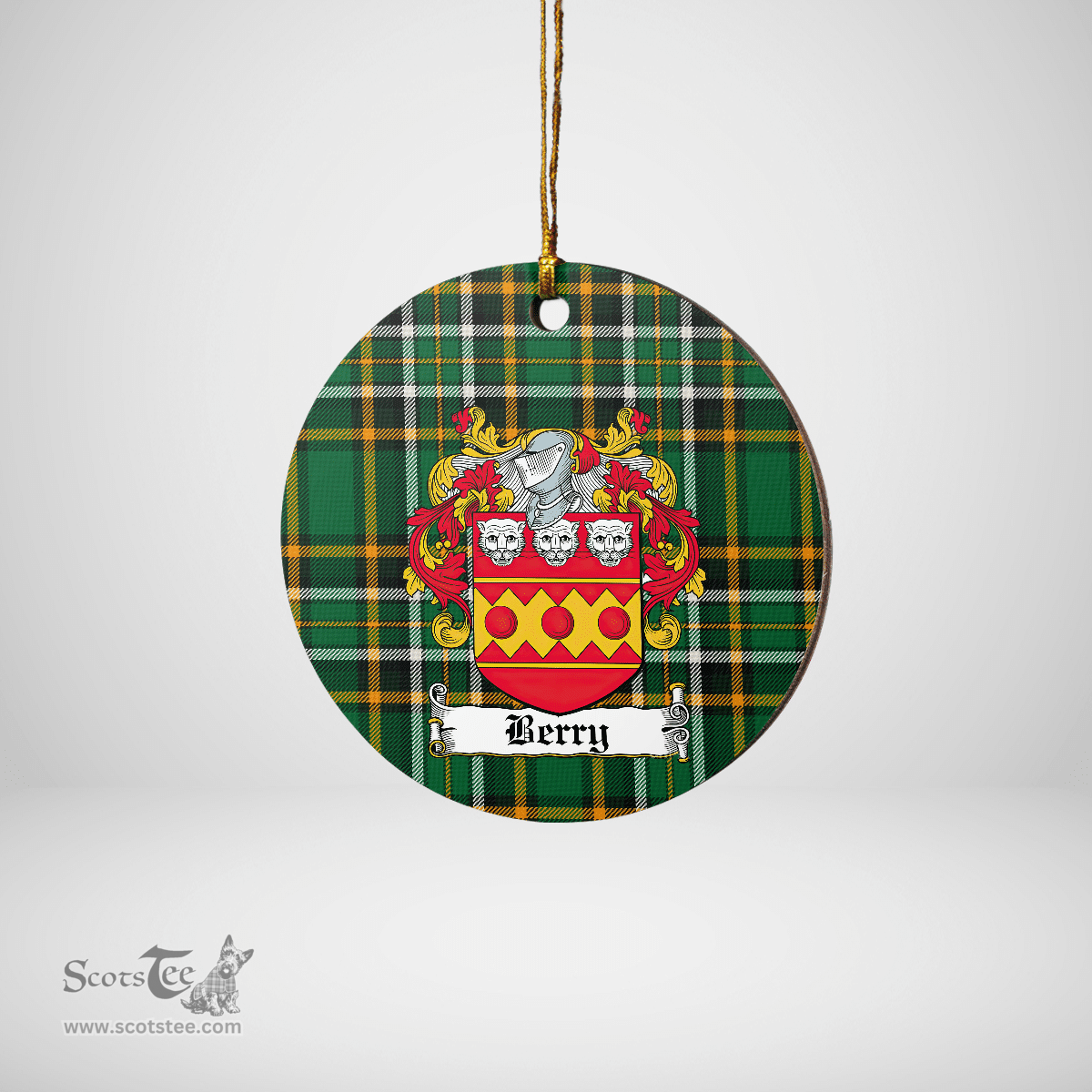 Scottish Berry Clan Tartan Ceramic Ornament - Crest Round Style Scottish Plaid Tartan Plaid