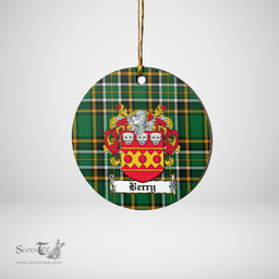 Scottish Berry Clan Tartan Ceramic Ornament - Crest Round Style Scottish Plaid Tartan Plaid