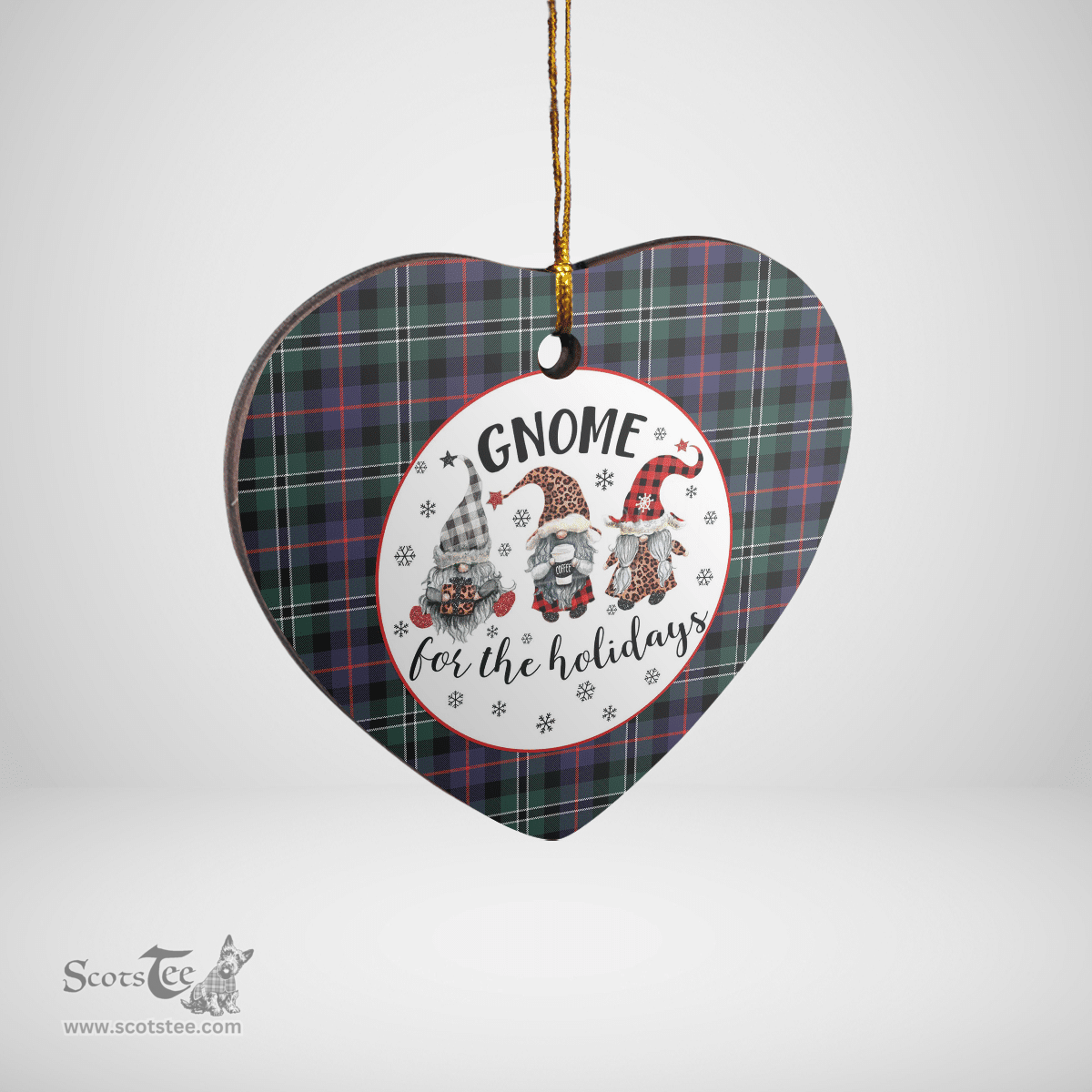 Scottish Rose Hunting Modern Clan Tartan Ceramic Ornament - Gnome Heart Style Scottish Plaid Tartan Plaid