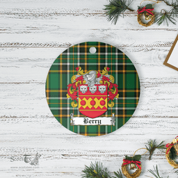 Scottish Berry Clan Tartan Ceramic Ornament - Crest Round Style Scottish Plaid Tartan Plaid