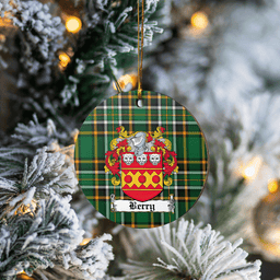 Scottish Berry Clan Tartan Ceramic Ornament - Crest Round Style Scottish Plaid Tartan Plaid
