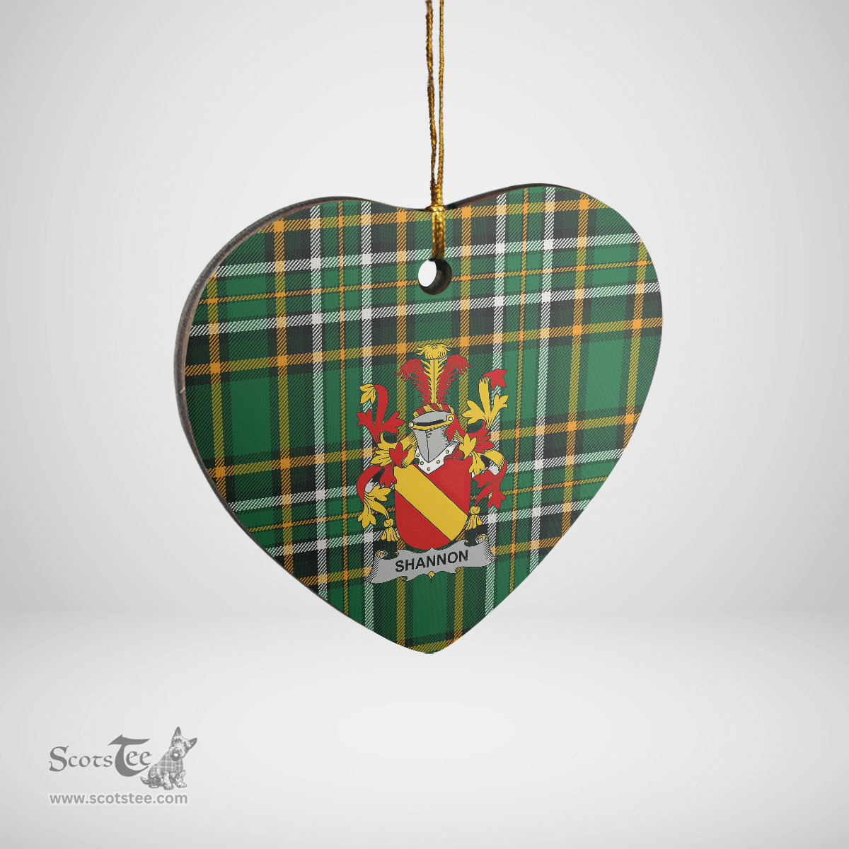 Scottish Shannon Clan Tartan Ceramic Ornament - Crest Heart Style Scottish Plaid Tartan Plaid