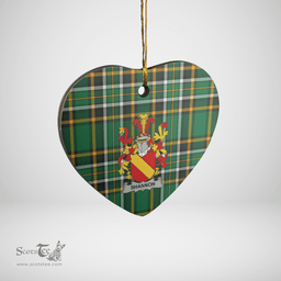 Scottish Shannon Clan Tartan Ceramic Ornament - Crest Heart Style Scottish Plaid Tartan Plaid