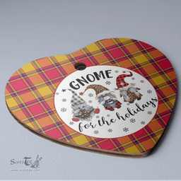 Scottish Scrymgeour Clan Tartan Ceramic Ornament - Gnome Heart Style Scottish Plaid Tartan Plaid