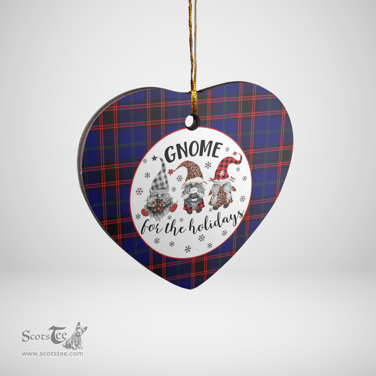 Scottish Home Modern Clan Tartan Ceramic Ornament - Gnome Heart Style Scottish Plaid Tartan Plaid