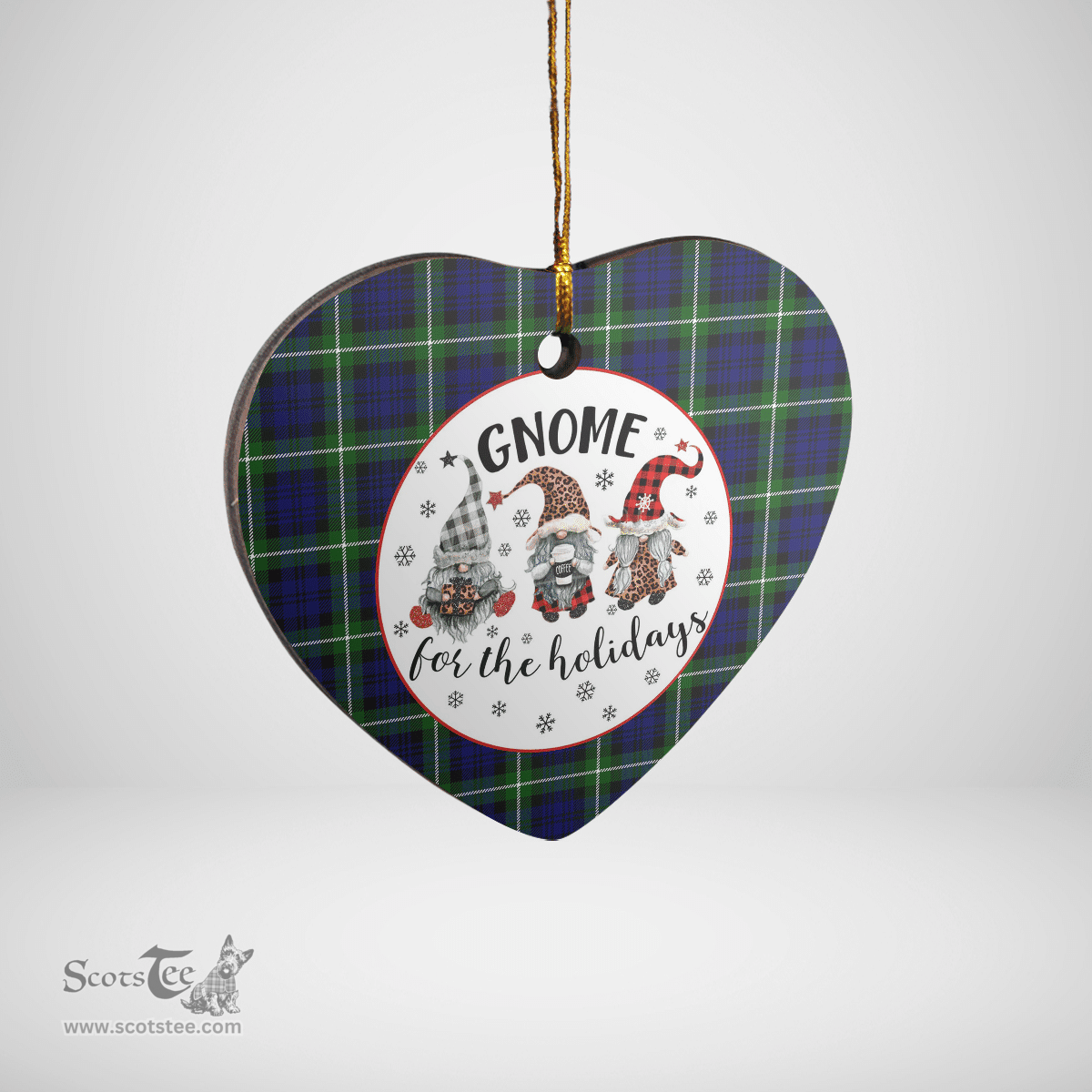 Scottish Lamont Modern Clan Tartan Ceramic Ornament - Gnome Heart Style Scottish Plaid Tartan Plaid