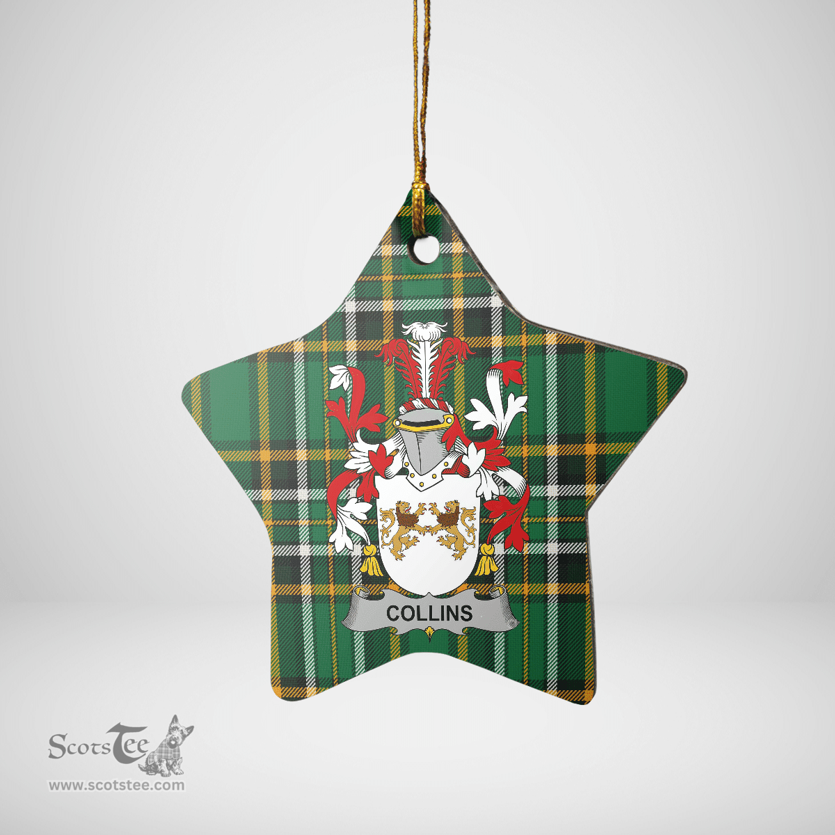Scottish Collins Clan Tartan Ceramic Ornament - Crest Star Style Scottish Plaid Tartan Plaid