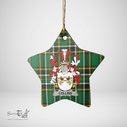 Scottish Collins Clan Tartan Ceramic Ornament - Crest Star Style Scottish Plaid Tartan Plaid