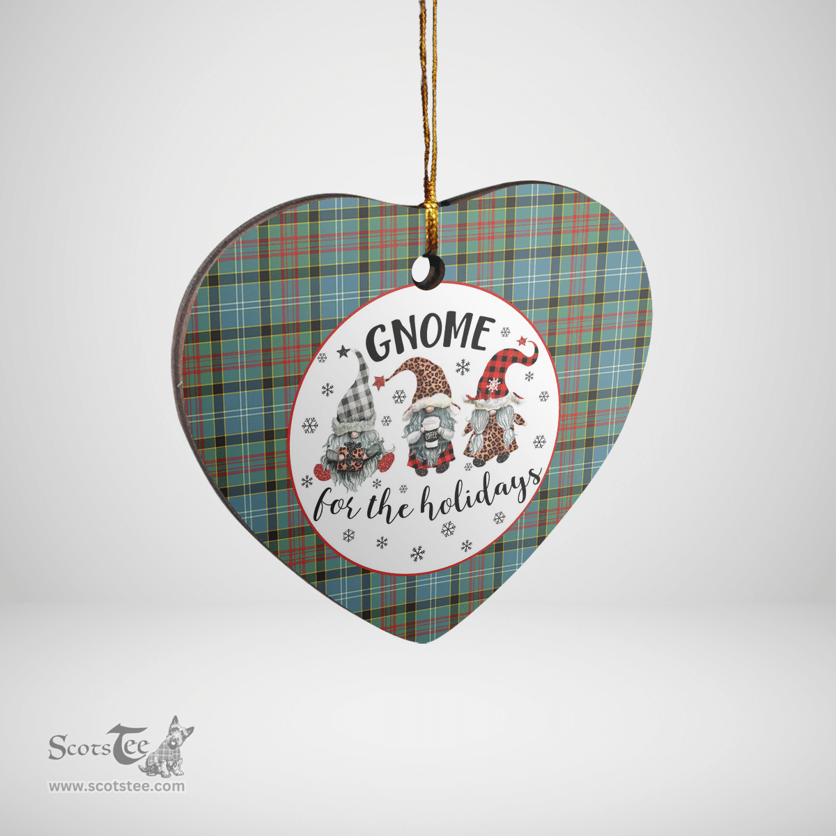 Scottish Walkinshaw Clan Tartan Ceramic Ornament - Gnome Heart Style Scottish Plaid Tartan Plaid