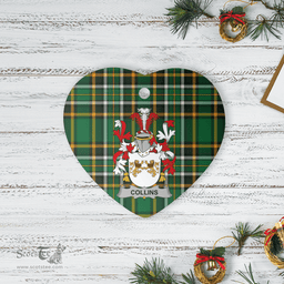 Scottish Collins Clan Tartan Ceramic Ornament - Crest Heart Style Scottish Plaid Tartan Plaid