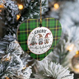 Scottish Wallace Hunting Green Clan Tartan Ceramic Ornament - Gnome Heart Style Scottish Plaid Tartan Plaid