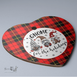 Scottish Wallace Hunting Red Clan Tartan Ceramic Ornament - Gnome Heart Style Scottish Plaid Tartan Plaid
