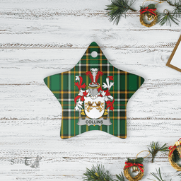 Scottish Collins Clan Tartan Ceramic Ornament - Crest Star Style Scottish Plaid Tartan Plaid