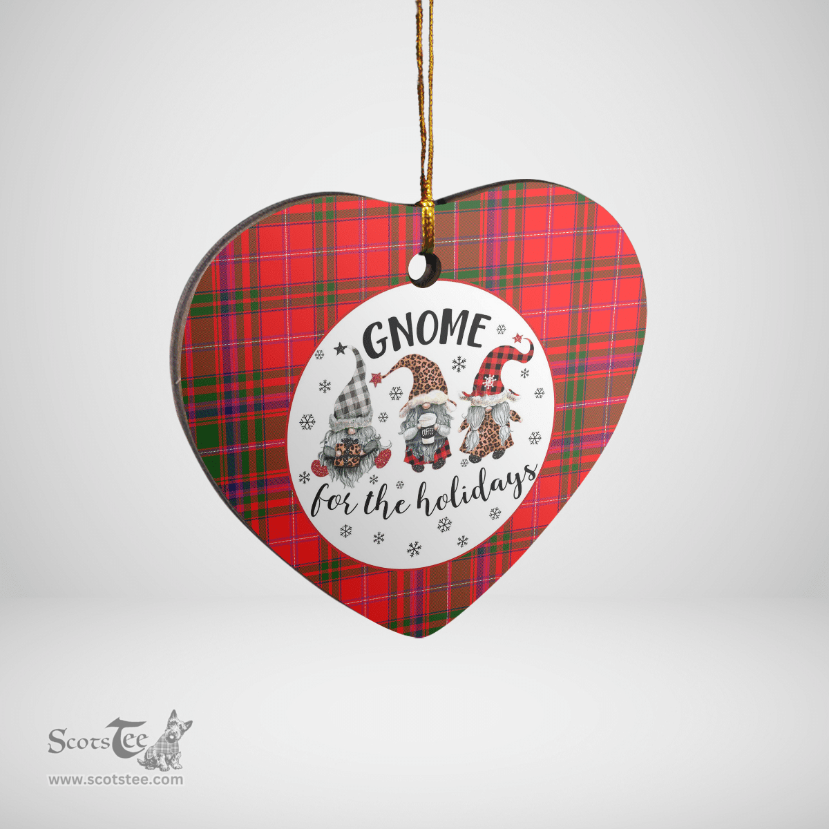 Scottish MacDougall Modern Clan Tartan Ceramic Ornament - Gnome Heart Style Scottish Plaid Tartan Plaid