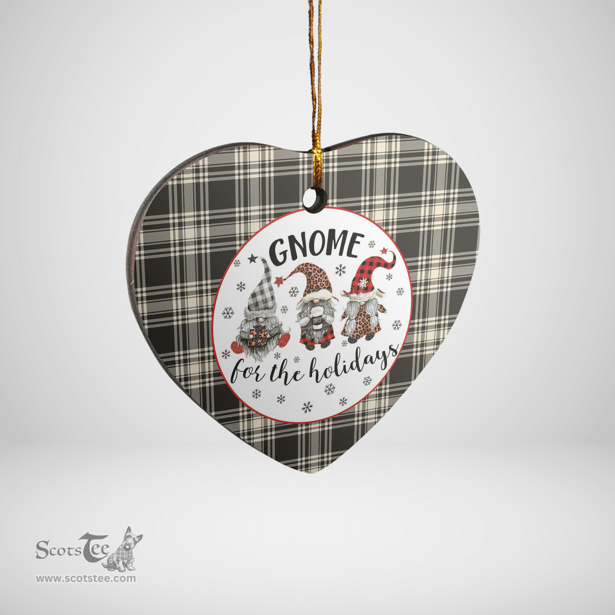 Scottish Menzies Black & White Ancient Clan Tartan Ceramic Ornament - Gnome Heart Style Scottish Plaid Tartan Plaid
