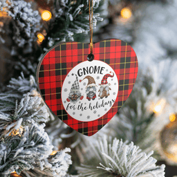 Scottish Wallace Hunting Red Clan Tartan Ceramic Ornament - Gnome Heart Style Scottish Plaid Tartan Plaid
