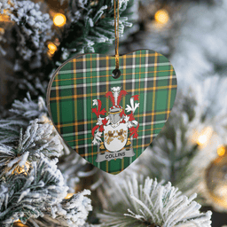 Scottish Collins Clan Tartan Ceramic Ornament - Crest Heart Style Scottish Plaid Tartan Plaid