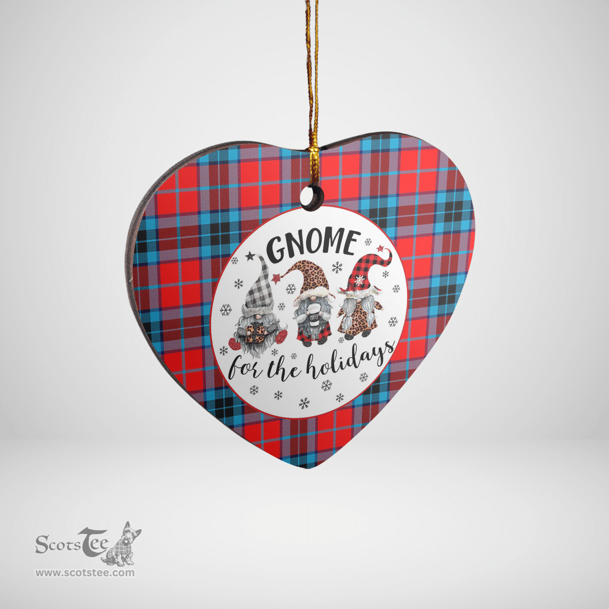 Scottish MacTavish Modern Clan Tartan Ceramic Ornament - Gnome Heart Style Scottish Plaid Tartan Plaid